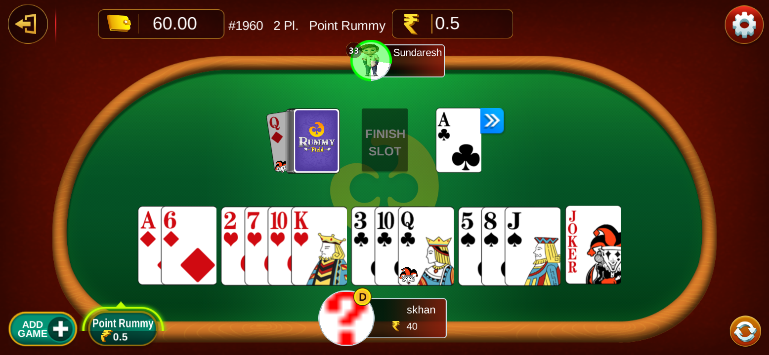 Real Money Rummy Game Card